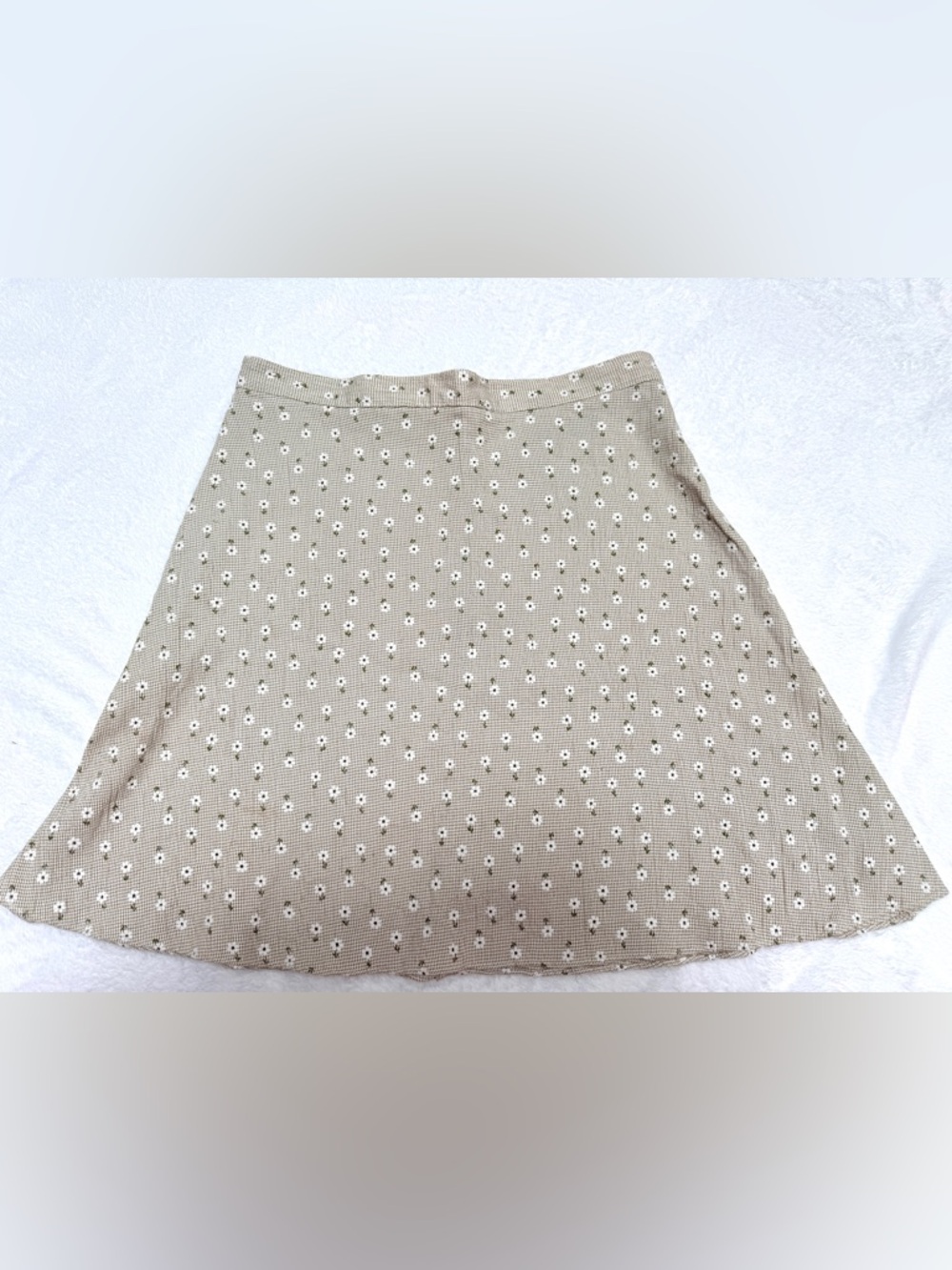 Vintage Floral‎ Midi Skirt Cottagecore Prairie Beige USA Made Size 9